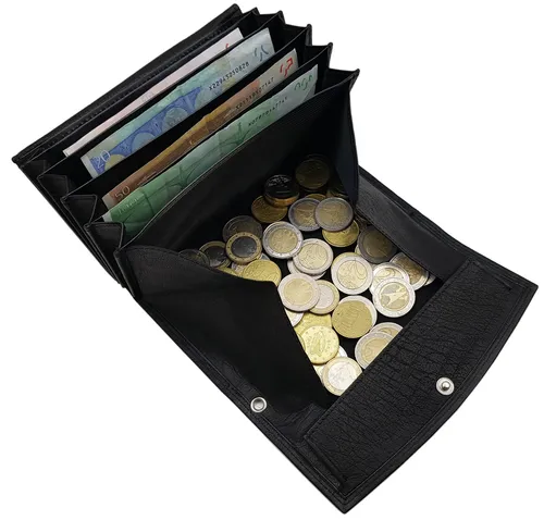 Büffelleder Kellner Börse – Eleganter Geldbeutel in Schwarz - Geldbörsen & Etuis, aus hochwertigem Büffelleder gefertigt, ideal für Kellner und Taxifahrer, bietet viel Platz und ist besonders strapazierfähig.