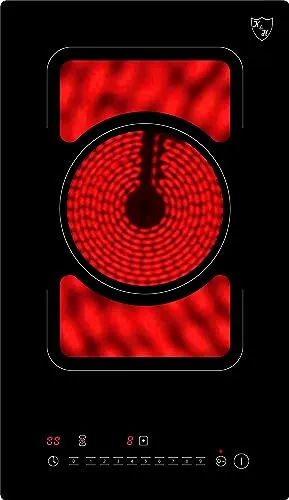 K&H Domino Glaskeramikkochfeld VCS-3003 [1 ZONE] - Kochplatte 1er Autark - Herdplatte 1 Kochfeld Doppelbrenner - Einzelkochplatte Einbaufähig & Freistehend - 30CM - 2200 Watt - 9 Leistungsstufen