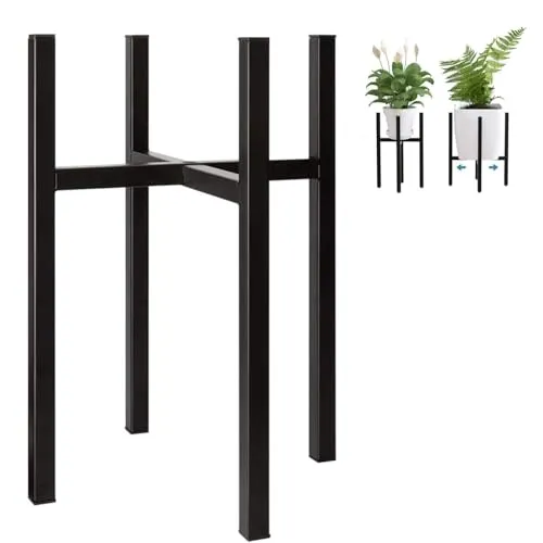 TSKDKIT 38cm Pflanzenständer Metall Schwarz Verstellbare Breite 25-40 cm Groß Blumentopfständer Pflanzenständer Metall Blumenständer für Innen Outdoor, Balkon, Garten