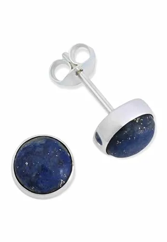 Ohrstecker 925 Silber Lapis Lazuli blauer Stein Edelstein Ohrringe echt Silber Damen Sterling Silber Stecker Geschenk(MOS-042-06)