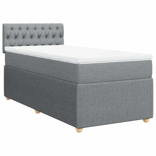 vidaXL Boxspringbett mit Matratze 100x200 cm Hellgrau von vidaXL