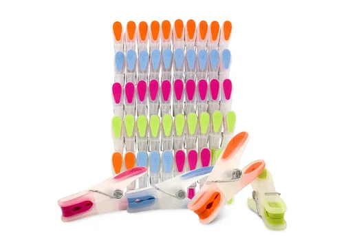 SOHFA Wäscheklammern 50 Stück Soft Grip ohne Abdruck - Wäscheklammern groß bunt Kunststoff, buntes Klammern Set