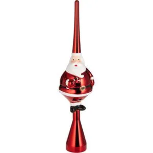 BRUBAKER Christbaumspitze 34900, Dicker Santa, glänzend, rot, Traditionell, aus Kunststoff, 8 x 35 cm