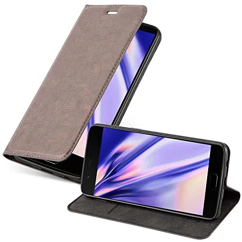 Cadorabo Hülle kompatibel mit OnePlus 5 aus Premium Kunst Leder Flip Klappbare Stoßfeste Magnetische [Standfunktion] [Kartenfächern] Cover Hülle für OnePlus 5 Tasche in Braun