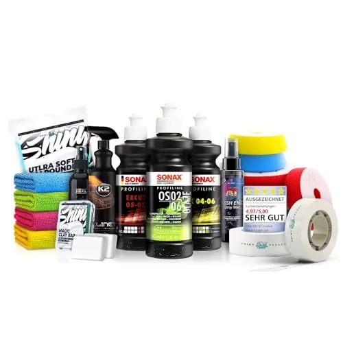 Politurset: Sonax Politur Set + Royal Pads Premium Polierpads + Dr. Wack Lackversiegelung + Zubehör