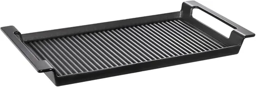 Grillplatz Rustika “Schulte Ufer” Schwarz - Gusseiserne Grillplatte in rechteckiger Form, ideal für alle Herdtypen. Perfekt für gleichmäßiges Grillen und hervorragende Wärmeverteilung.