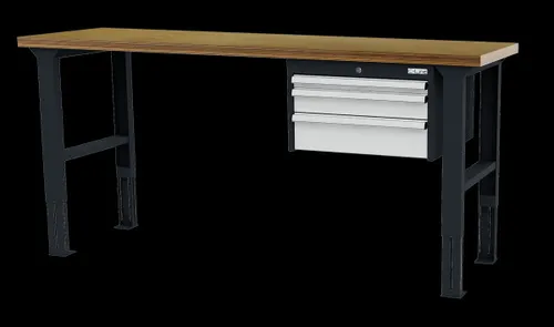 Arbeitstisch höhenverstellbar, Schubladen: 1x50, 1x100, 1x150, BxTxH 2000x600x76