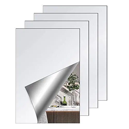 CINGHIA Spiegel, Wandaufkleber, 4 Stück, Acrylspiegel, 30 x 20 cm, rahmenloser Spiegel, für Wände, Schlafzimmer