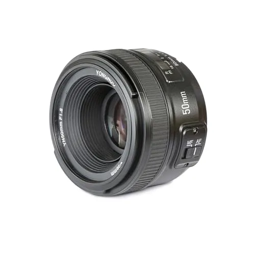 Yongnuo YN50 mm für Nikon – Hochwertiges DSLR-Objektiv - Objektiv für Spiegelreflexkameras mit einer Blende von F/1.8 für beeindruckende Low-Light-Fotografie und kreative Tiefenschärfe. Unterstützt sowohl Autofokus als auch manuellen Fokus.