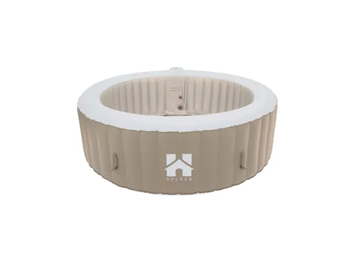 Home Deluxe Outdoor Whirlpool Splash - Beige, ⌀ 208 cm - Für 6 Personen - Badewanne mit Sprudelfunktion für den Außenbereich, einfacher Aufbau und langlebige PVC-Verkleidung mit Aluminiumfolie für optimale Hygiene und Pflegeleichtigkeit.