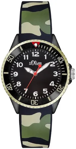 s.Oliver Quarzuhr für Kinder im Camouflage-Look in grün von s.Oliver