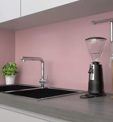 MyMaxxi Küchenrückwand Folie selbstklebend matt - einfache Montage ohne Bohren 0,4mm stark Versteift - Motiv Farbe Hellrosa unifarben 60cm hoch - Spritzschutz Küche Klebefolie einfarbig 220 x 60cm