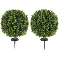 Homcom Künstliche Buchsbaumkugeln mit Eukalyptus, 56 cm - Künstliche Pflanzen für Innen- und Außenbereiche, UV-beständig und pflegeleicht – ideal für Pflanzenliebhaber ohne grünen Daumen!