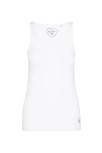 SOCCX Damen Basic Top mit Mini Logo Print Opticwhite S