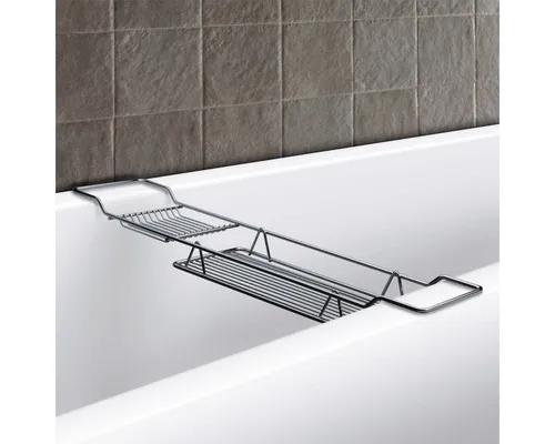 Euroshowers GmbH Badewannenablage Badewannenbrücke Chrom, Badewannenablage mit Seifenhalte, mit Seifenhalter, ohne Bohren, 69 cm Länge
