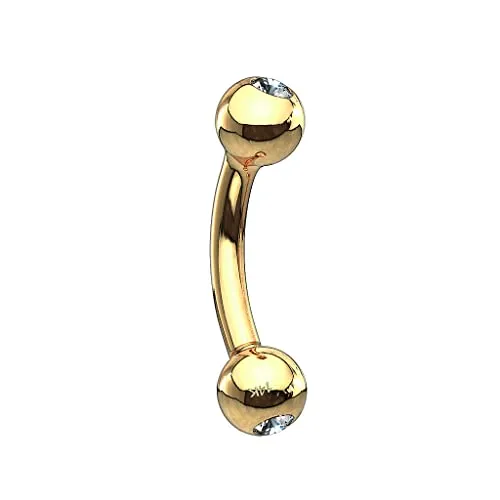 Piercingfaktor Banane Piercing 14 Karat Gold mit Kristall - Hochwertiges Piercing aus 14 Karat Gold mit funkelnden Kristallkugeln. Ideal für Augenbrauen-, Lippen- oder Ohrpiercings. Erhältlich in verschiedenen Größen für individuellen Stil.