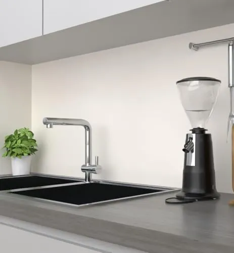 MyMaxxi Küchenrückwand Folie selbstklebend matt - einfache Montage ohne Bohren 0,4mm stark Versteift - Motiv Farbe Polarweiß unifarben 60cm hoch - Spritzschutz Küche Klebefolie einfarbig 180 x 60cm