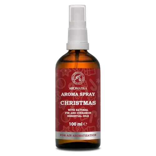 Weihnachtliches Aromaspray 100 ml - Frisches Aromaspray mit ätherischem Tannenöl und Zimtöl - Weihnachtsduft - Spray zur Lufterfrischung - Natürlicher Raumduft - Aromatherapie Raumspray - Kissenspray