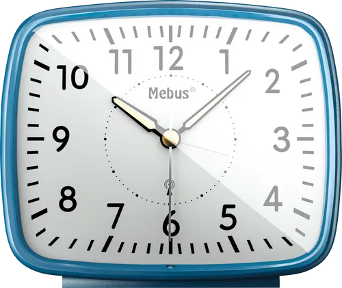 Mebus Analoger Funkwecker im Retro-Design - Wecker im Retro-Design mit automatischer Funkzeitstellung, Zifferblattbeleuchtung und leuchtenden Zeigern für optimale Ablesbarkeit im Dunkeln.