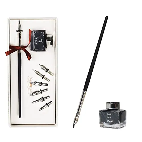 AOMAYLL Kalligraphie Set,Comic Stift Set,7Federn,1Schwarzer Tinte für Karikaturisten Künstler Anfänger Kalligraph