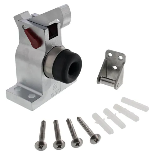FEPS Trim Türstopper FE-TS001 - Massiver Aluminium Türfeststeller - Robuster Türstopper für schwere Türen bis 100 kg, schützt vor Zuschlagen und Stößen. Inklusive Fanghaken und hochwertigem Montagematerial.