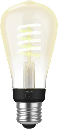 Philips Hue White Ambiance E27 Filament Edison - dimmbare LED Lampe mit 550 lm, 50.000 Weißtönen für individuelles Ambiente und smarte Lichtsteuerung über Sprache und App