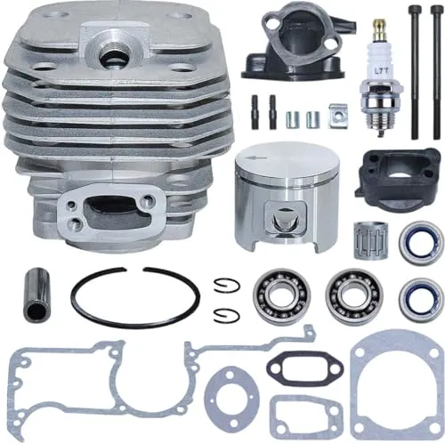 Kolben und Zylinder Kit für Husqvarna 61 & Jonsered 625 630 Motorsäge, AUMEL Cylinder + Kolben + Dichtungssatz + Öldichtung + Kugellager + Zündkerze Ersatzteile Zubehör 26 in 1