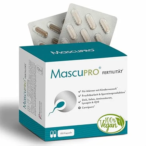 MascuPRO® Fertilität Mann | 3 Monate Vorteilsbox für Kinderwunsch - Multivitaminpräparate & Mineralien für Männer: 18 hochwertige Inhaltsstoffe zur Unterstützung der Fruchtbarkeit und Spermienproduktion, vegan & laborgeprüft, ideal für Deinen Kinderwunsch.