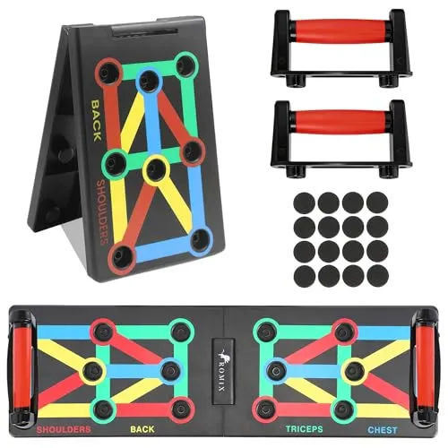 ROMIX Liegestützbrett Faltbar Multifunktional, Push Up Board Tragbar für Krafttraining, Fitnessgerät für Brust, Schultern, Rücken und Trizeps, für Damen und Herren