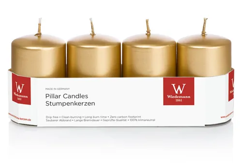 4er Set Adventskranzkerzen Gold 80 x 50 mm (H x D)