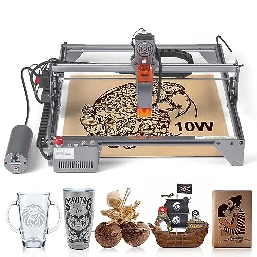 VEVOR Laser Graviermaschine 10W Graviergerät 40x40cm Arbeitsbereich Lasergravierer, 455±5nm Blaulichtlaser 10.000mm/min, USB-Anschluss Kompatibel LightBurn & LaserGRBL