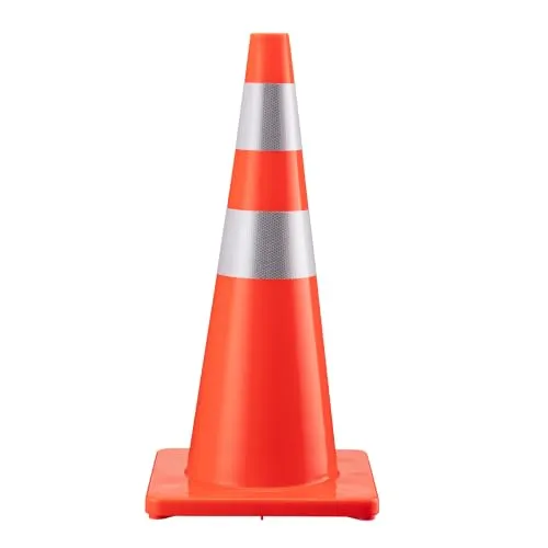 Wiltec Verkehrskegel aus PVC 70 cm, orangener Leitkegel zum Absichern, Pylon mit Reflexbändern