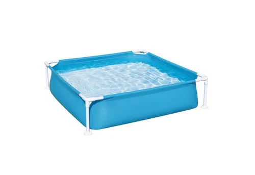 Bestway My First Frame Pool 122 x 122 x 30,5 cm - Blau, Eckig - Swimmingpool mit korrosionsbeständigem Metallrahmen, ideal für Kinder, einfach aufzubauen und mit 365 Litern Wasserkapazität.