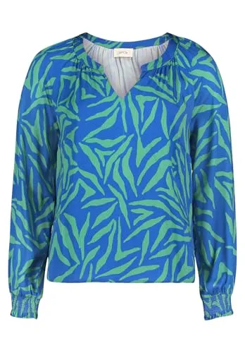 Cartoon Damen Schlupfbluse mit Muster 40 in Grün/Blau - Lässige Schlupfbluse mit V-Ausschnitt und Raglanärmeln, ideal für einen entspannten Look. Perfekt für jeden Anlass und bequem im Alltag.