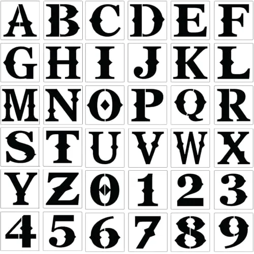 Stück Alphabet-Schablonen, 4 Zoll Alphabet-Zahlenschablonen, Zahlenschablone zum Zeichnen aus PET, Wiederverwendbar Schablone für Buchstaben, für Malerei, DIY, Kunst, Projekte, Dekoration 36