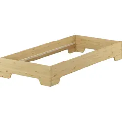 ERST-HOLZ Massivholzbett 90 x 190 cm - Stabil und vielseitig - Kiefer Massivbett ideal als Gästebett oder Jugendbett, platzsparend mit optionalen Rollrost oder Matratze für optimalen Schlafkomfort.