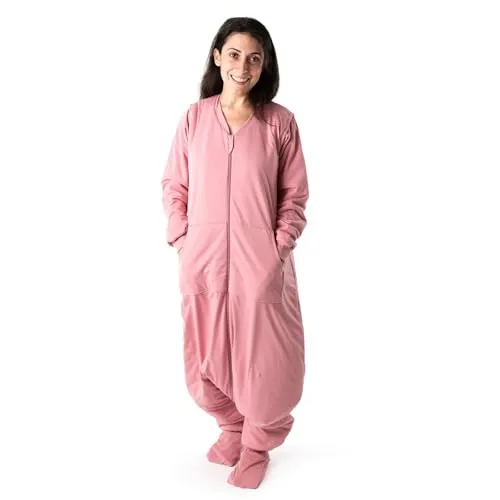 Schlafsack mit Füßen für Camping & Wohnmobil | Schlafkomfort für Camper & Outdoor-Abenteuer | Perfekt für Zelt, Vanlife & Festival | Leicht gefüttert - 1.0 TOG |Rosa - Größe S