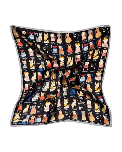 MayTree Seidentuch Nickituch mit Katzendesign - Seidentücher, 100% Seide für ein elegantes und modisches Accessoire, ideal zum Verleihen eines femininen Looks.