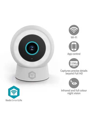 Nedis Wi-Fi SmartLife Outdoor Camera 3MP - Überwachungskamera mit 3MP Full HD, IP65 wetterfest, bietet intelligente Bewegungserkennung und zwei-Wege Audio für maximale Sicherheit rund um die Uhr.