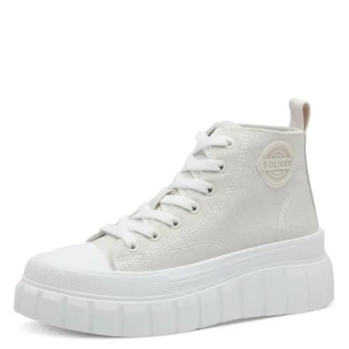 s.Oliver Damen Sneaker hoch mit Plateau in Beige, 41 EU in beige von s.Oliver
