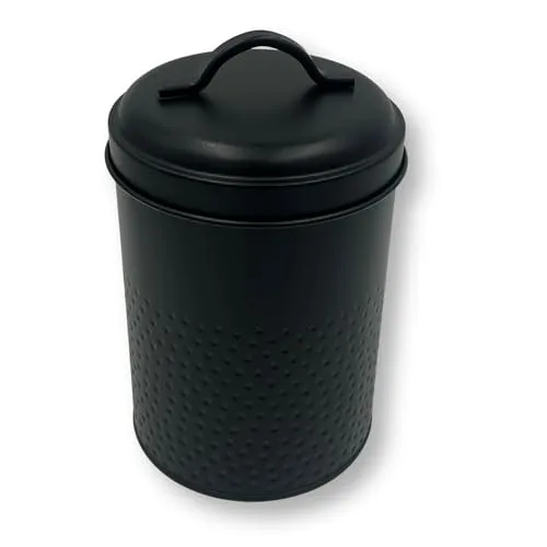 MediMuc Vorratsdose Keksdose, Lebensmitteldose Yuki strukturierte Oberfläche, schwarz pulverbeschichtet, rund, Maße Ø/H 11,0 x 15,0 cm Volumen ca. 1,4L