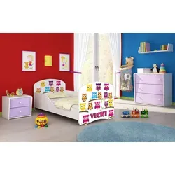 ACMA I Jugendbett Kinderbett Junior-Bett Komplett-Set mit Matratze Lattenrost Weiß 31 Eule 140x70 - Weiß
