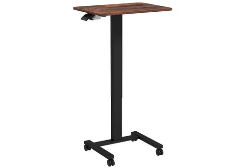 furnicato Höhenverstellbarer Schreibtisch in Rustikal-Braun (1-St) - Der furnicato höhenverstellbare Schreibtisch (68-108 cm) fördert eine flexible Arbeitsweise. Mit leichtgängigen Rollen und abgerundeten Kanten bietet er Komfort und Mobilität für jeden Arbeitsplatz.