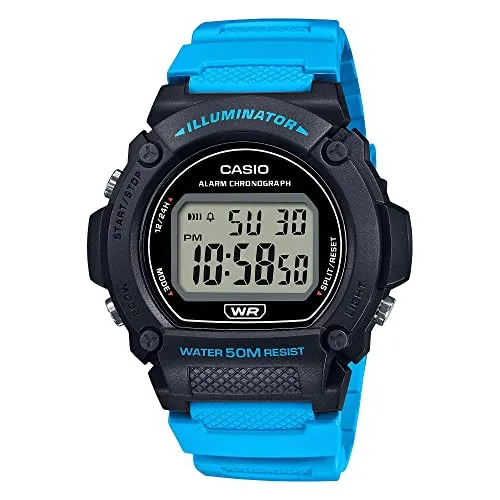 Casio W-219H-2A2VEF Herrenuhr (Ø 47 mm) - Armbanduhren für Herren mit Quarzwerk, ideal für präzise Zeitmessung und sportliches Design.