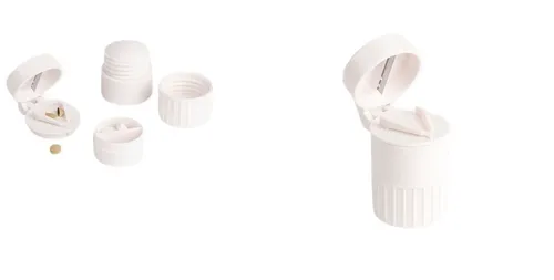 omeo Pillendose Tablettendose Pillbox Tablettenmörser Pillcrusher 3 in 1