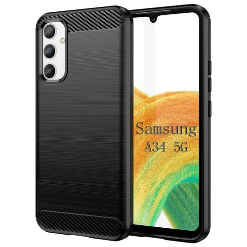 Carbon Hülle für Samsung Galaxy A34 5G Handyhülle Back Cover Handy Tasche Bumper