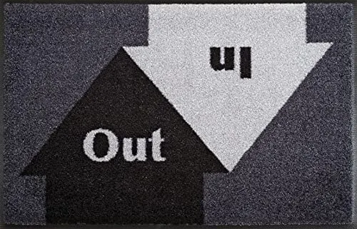 wash+dry by Kleen-Tex Fußmatte In & Out, rechteckig - Schmutzfangmatte mit Spruch, rutschhemmend und waschbar, ideal für den Innen- und Außenbereich.