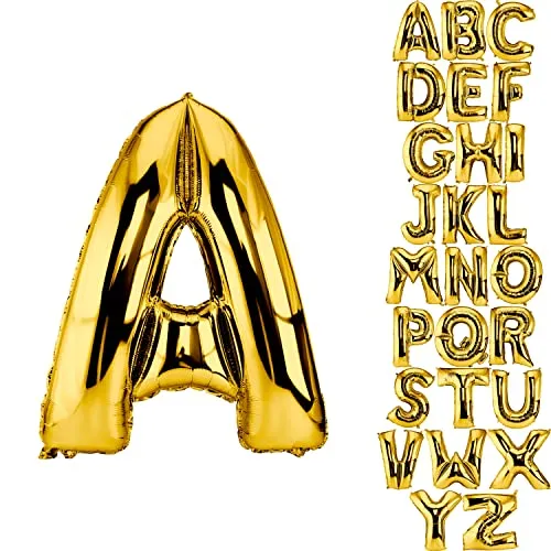 DekoRex Folienballon Gold 100cm Luftballon Geburtstag Hochzeit Deko (Buchstabe A)