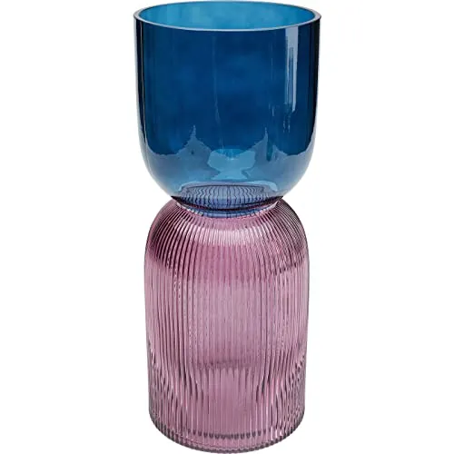 Kare Design Vase Marvelous Duo, Blau/Lila - Handgefertigte Blumenvase aus Glas, 40cm hoch, ideal für Pampasgras und als stilvolle Deko für Wohnzimmer, Esstisch oder Flur – ein luxuriöses Unikat mit einzigartigem Design.