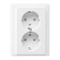 Schutzkontakt-Doppel-Steckdose mit erhöhtem Berührungsschutz, 16 Ampere, 250 Volt weiß (glänzend), Retail